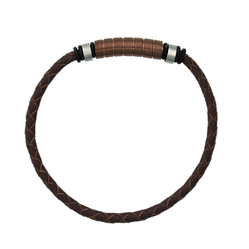 Stainless Steel Brown Leather Bracelet SS-TF-TLB229-6
